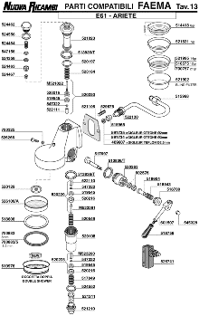 Запчасти группы Faema E61 - Ariete, прокладка, сито, микрик, пружина
